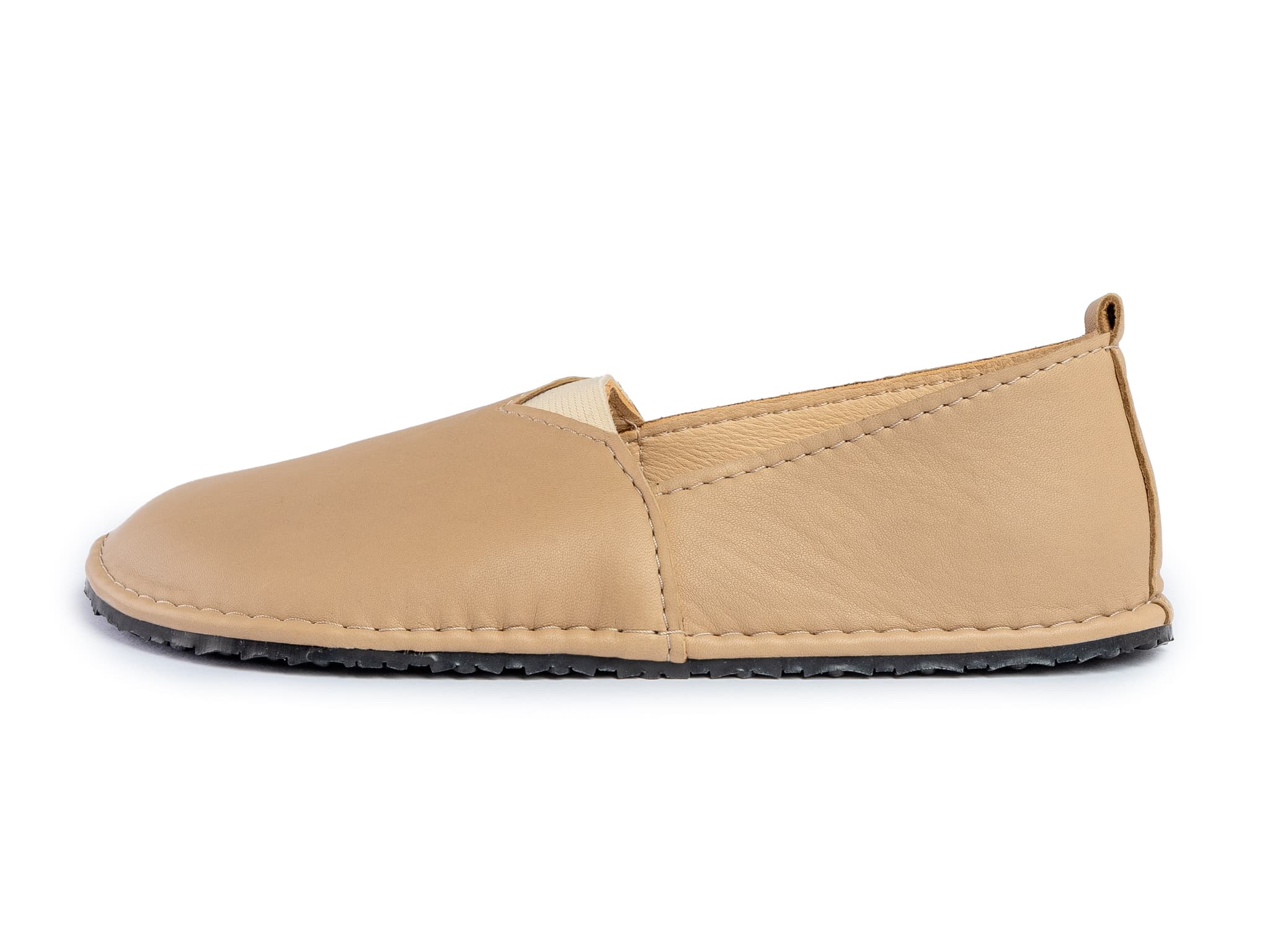 Fuego Barefoot moccasins with triangular stretch panel - beige - LUKS BAREFOOT