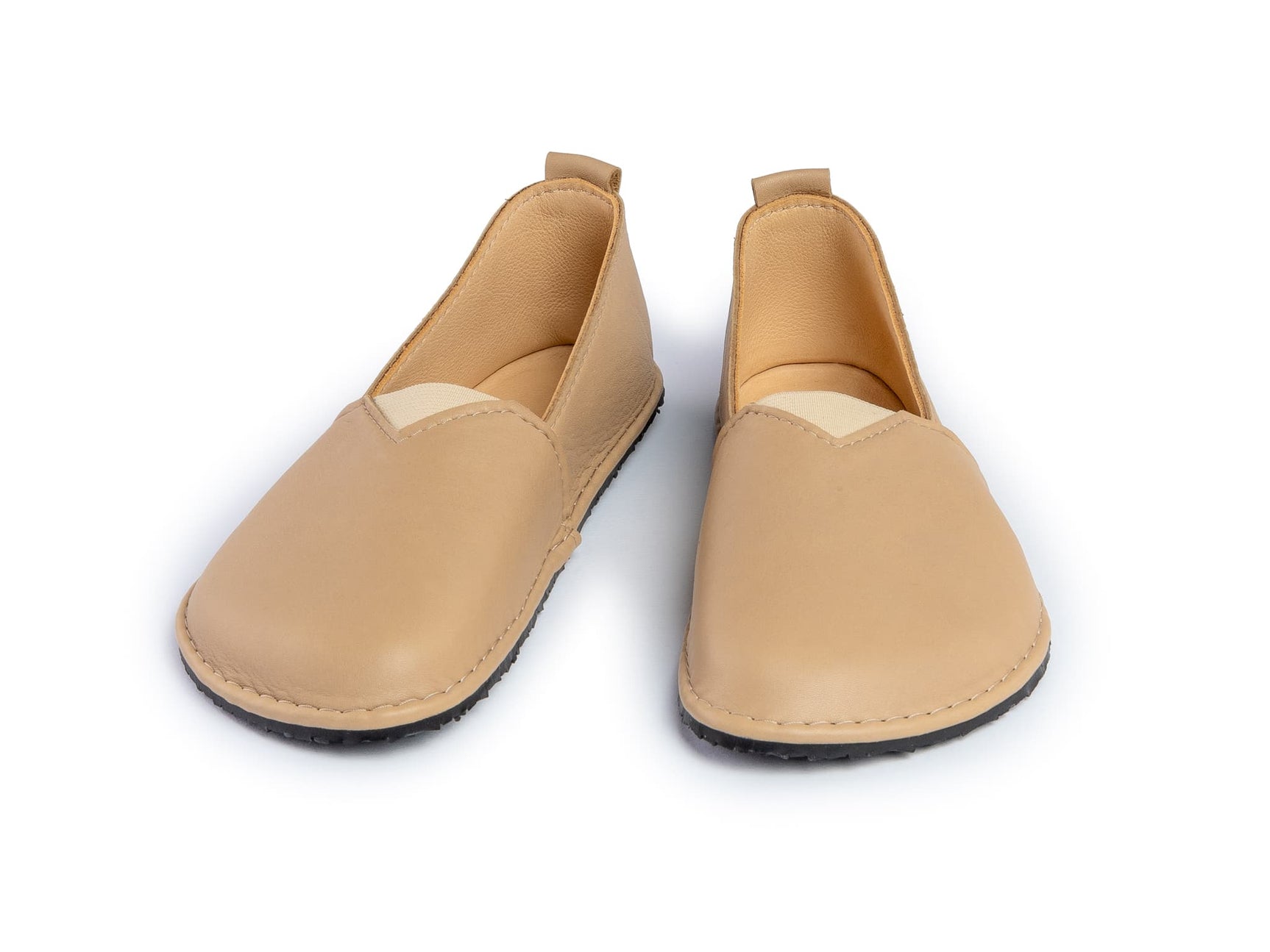 Fuego Barefoot moccasins with triangular stretch panel - beige - LUKS BAREFOOT