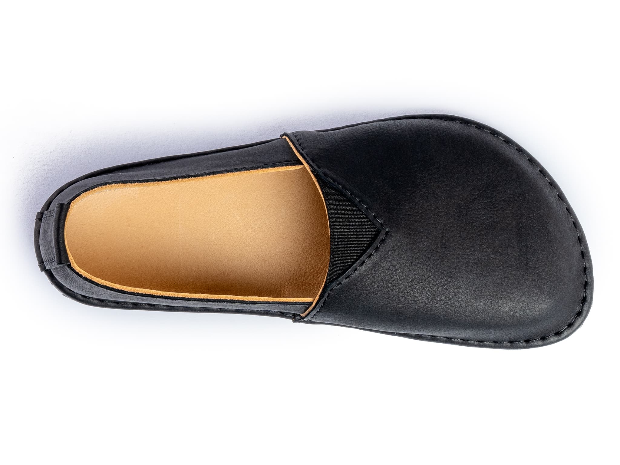 Fuego Barefoot moccasins with triangular stretch panel - black - LUKS BAREFOOT