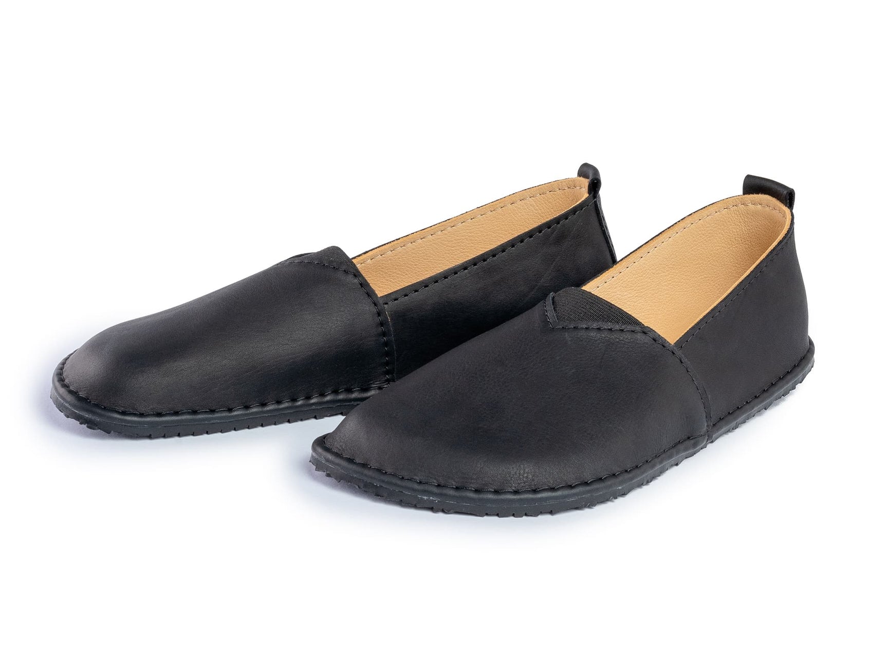 Fuego Barefoot moccasins with triangular stretch panel - black - LUKS BAREFOOT
