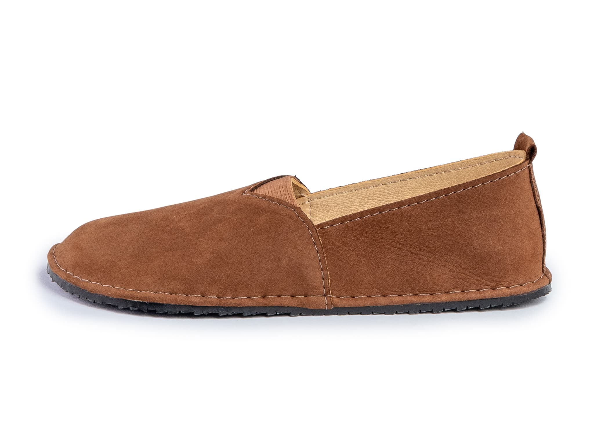 Fuego Barefoot moccasins with triangular stretch panel - brown - LUKS BAREFOOT