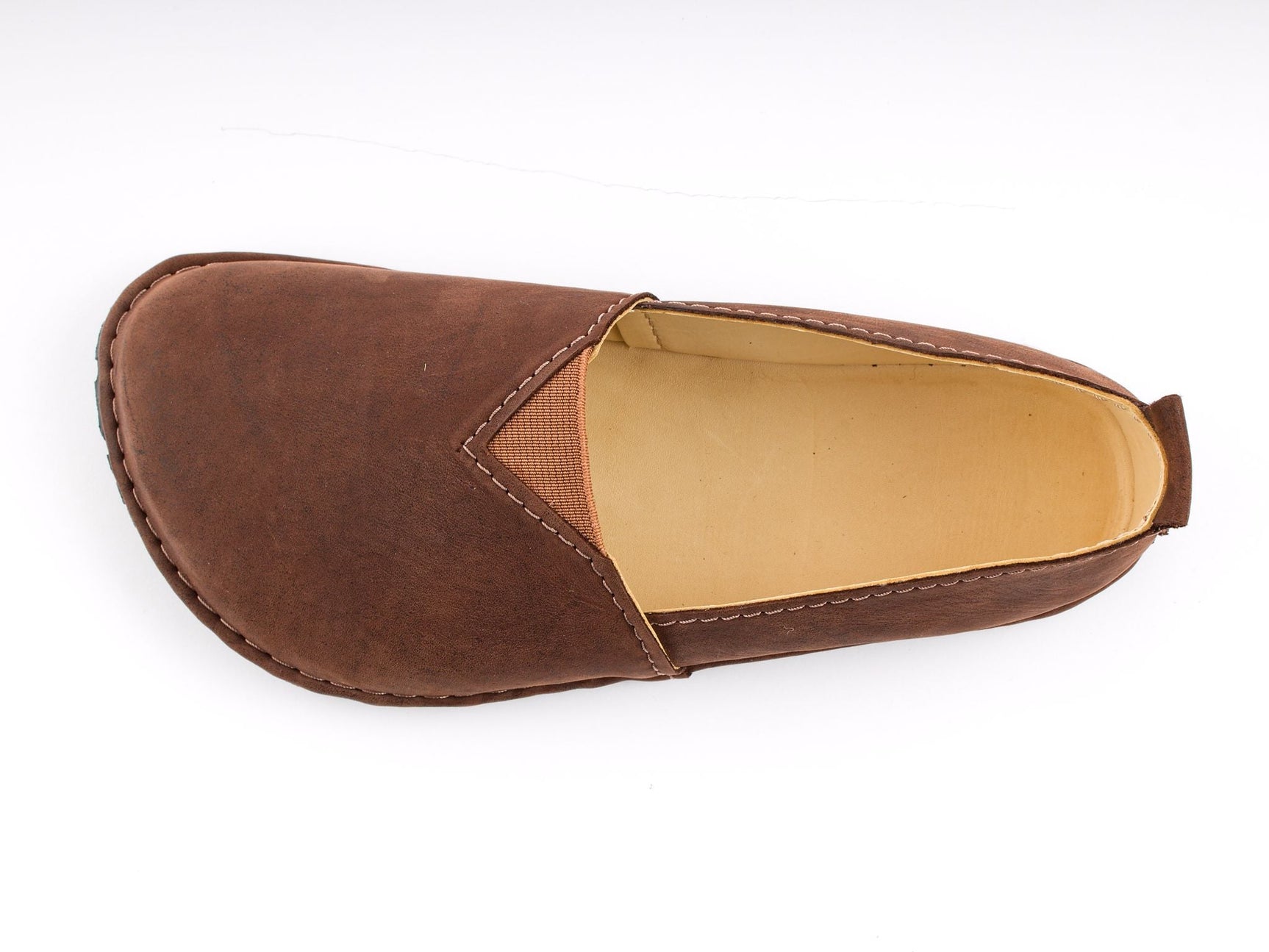 Fuego Barefoot moccasins with triangular stretch panel - brown with black marbling - LUKS BAREFOOT