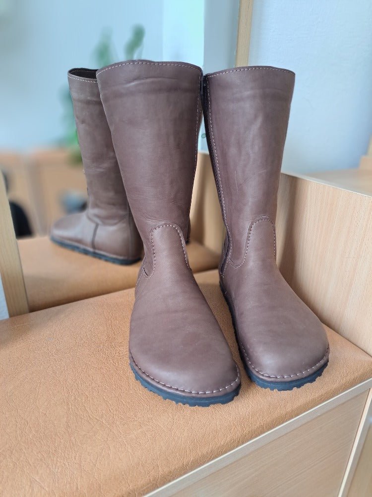 Tall Winter Boots - dark brown - LUKS BAREFOOT