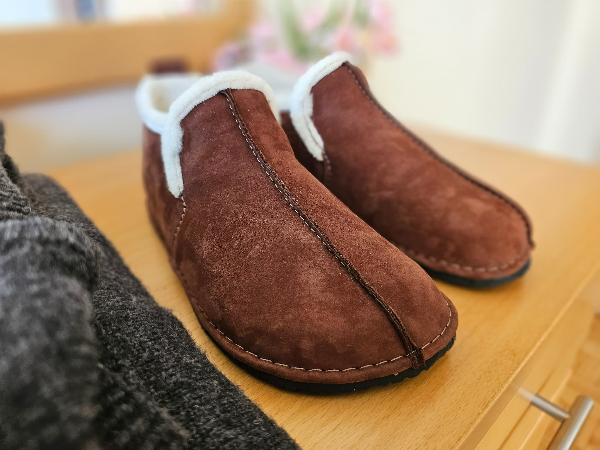 Wool Barefoot slippers - brown - LUKS BAREFOOT