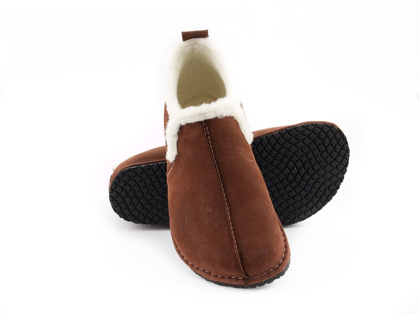 Wool Barefoot slippers - brown - LUKS BAREFOOT