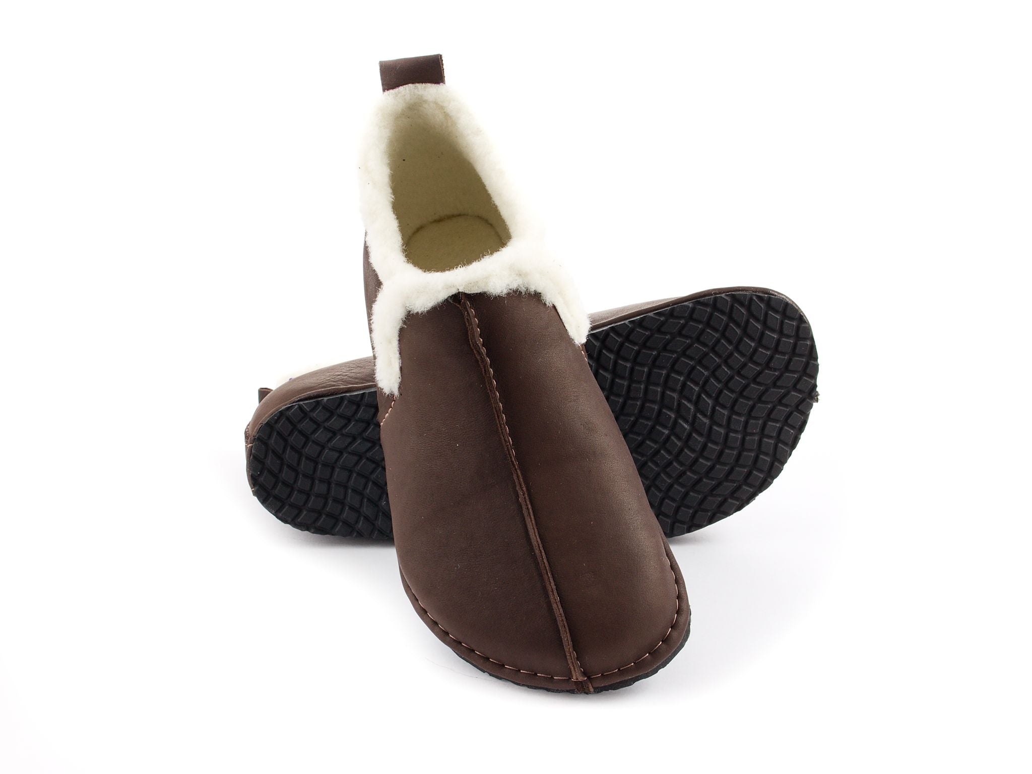 Wool Barefoot slippers - dark brown - LUKS BAREFOOT