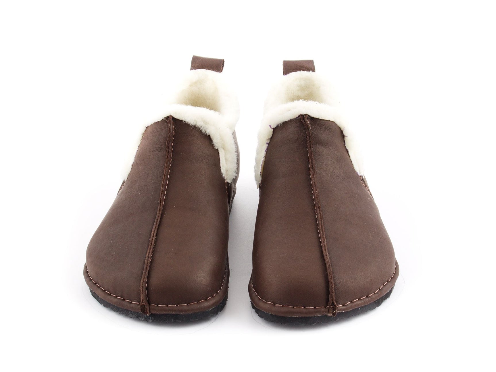 Wool Barefoot slippers - dark brown - LUKS BAREFOOT