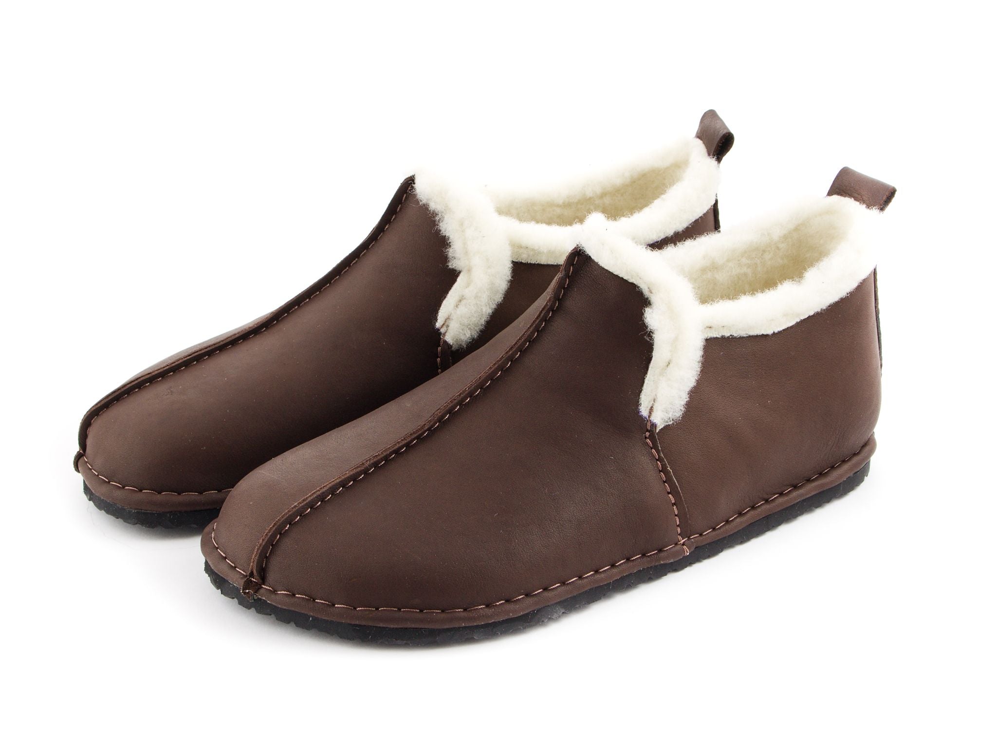 Wool Barefoot slippers dark brown - LUKS BAREFOOT