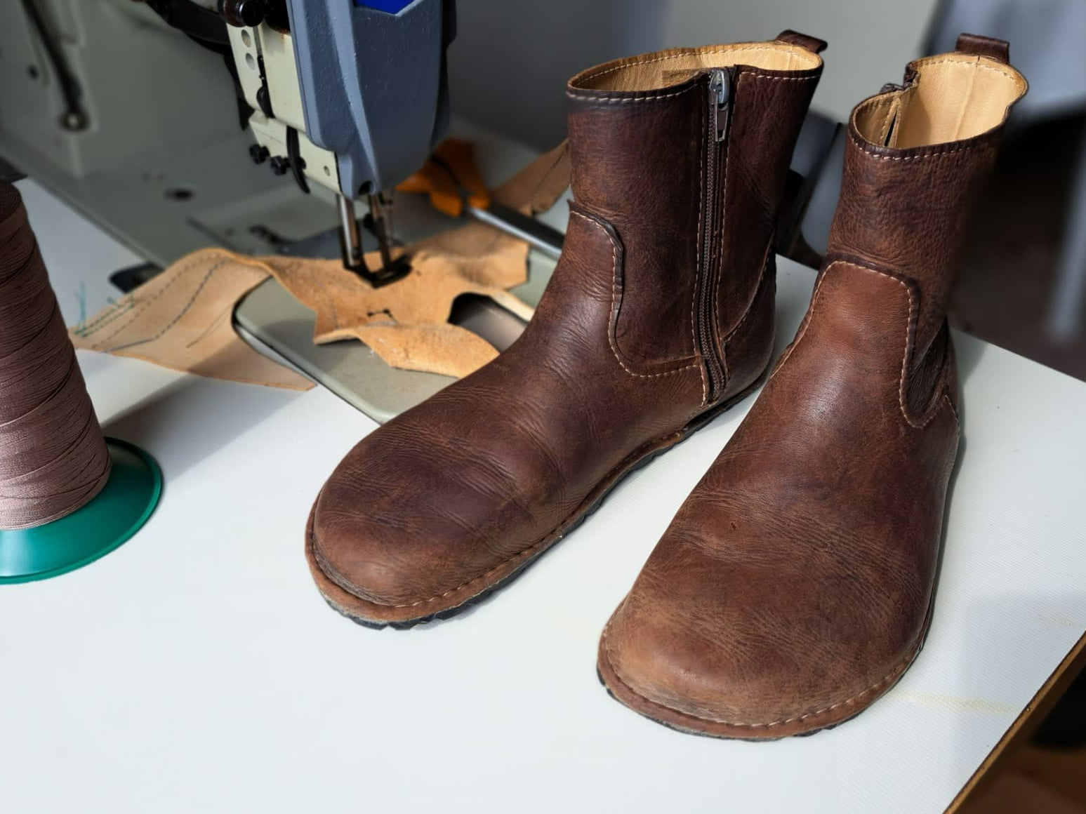 Four-year-old LUKS leather boots showing their natural patina