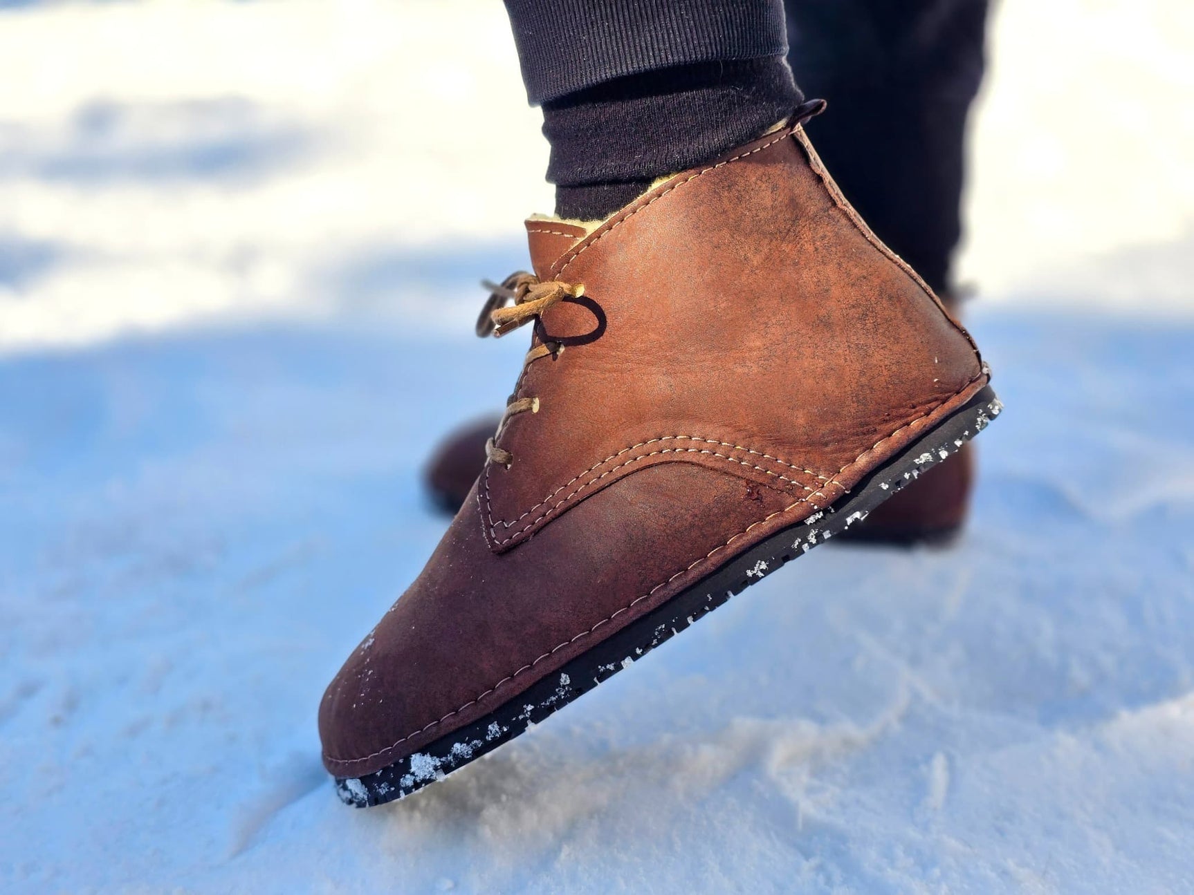 Milagro Frio Winter Barefoot boots - brown with black marbling EXTRA WARM