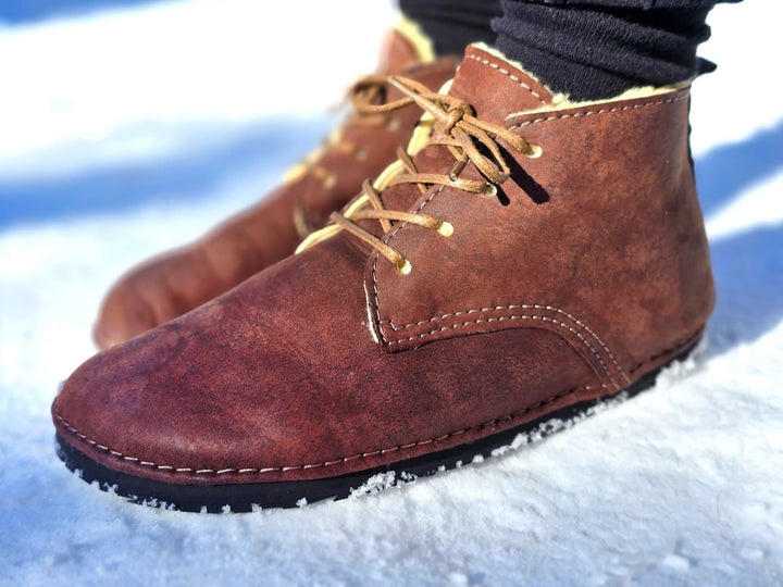Milagro Frio Winter Barefoot boots - brown with black marbling EXTRA WARM
