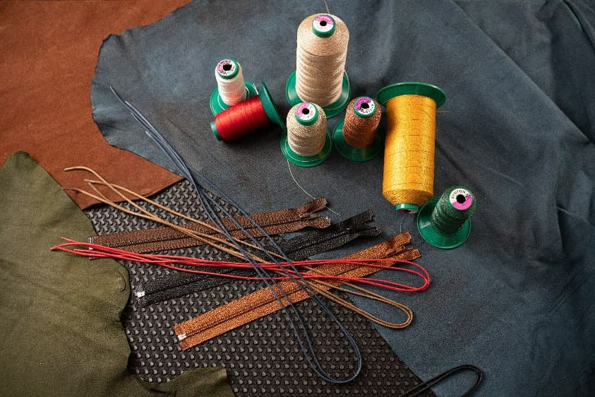 Leather, thread, soles and other materials used to make LUKS shoes