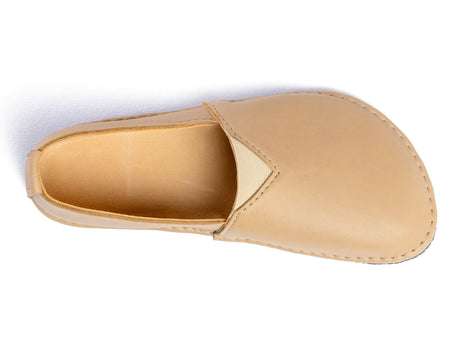 Fuego Barefoot moccasins with triangular stretch panel - beige - LUKS BAREFOOT