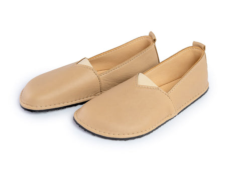 Fuego Barefoot moccasins with triangular stretch panel - beige - LUKS BAREFOOT