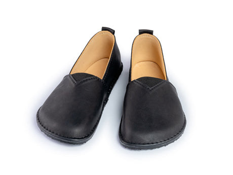 Fuego Barefoot moccasins with triangular stretch panel - black - LUKS BAREFOOT