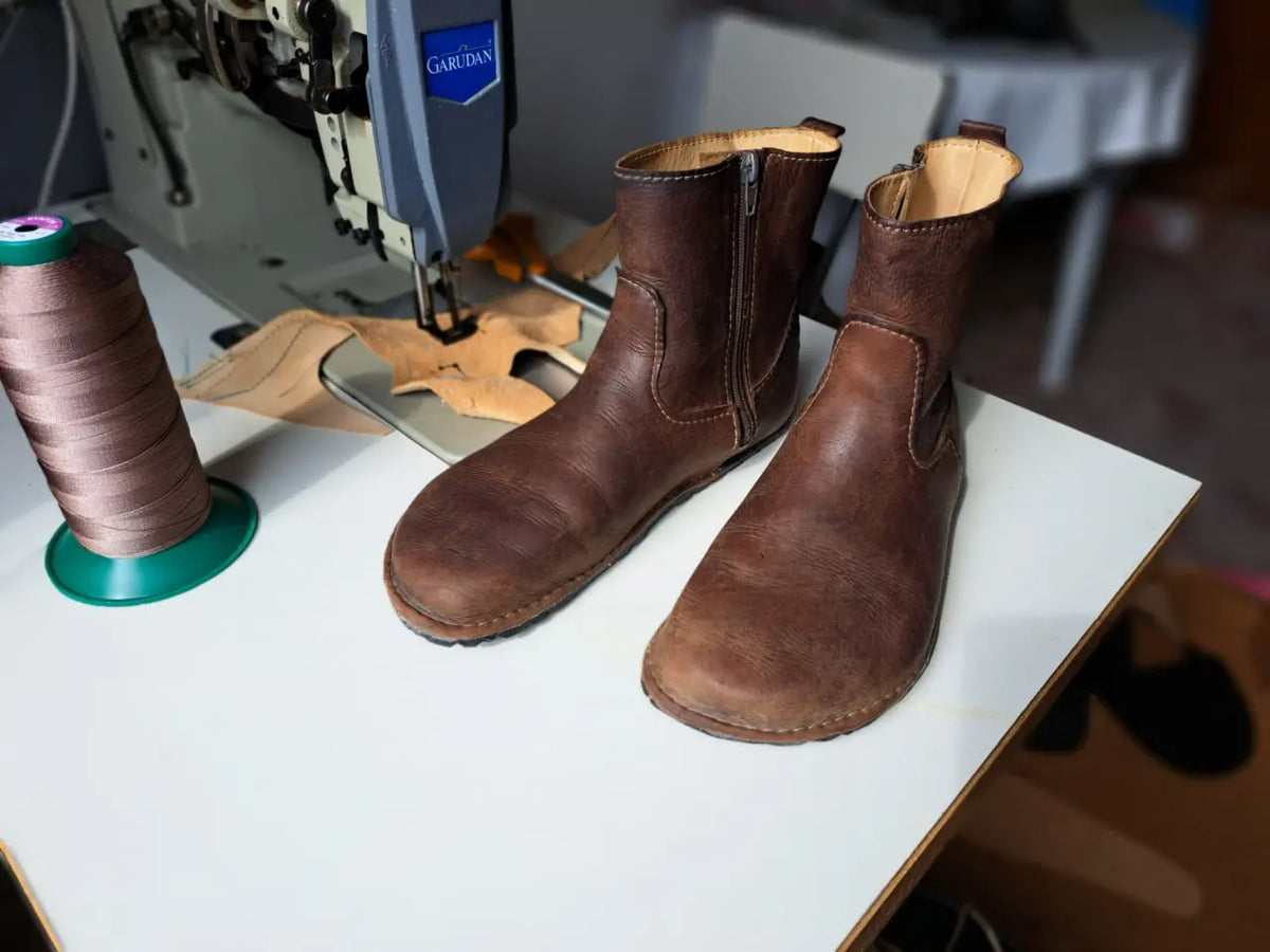 Handmade leather boots at the LUKS workshop