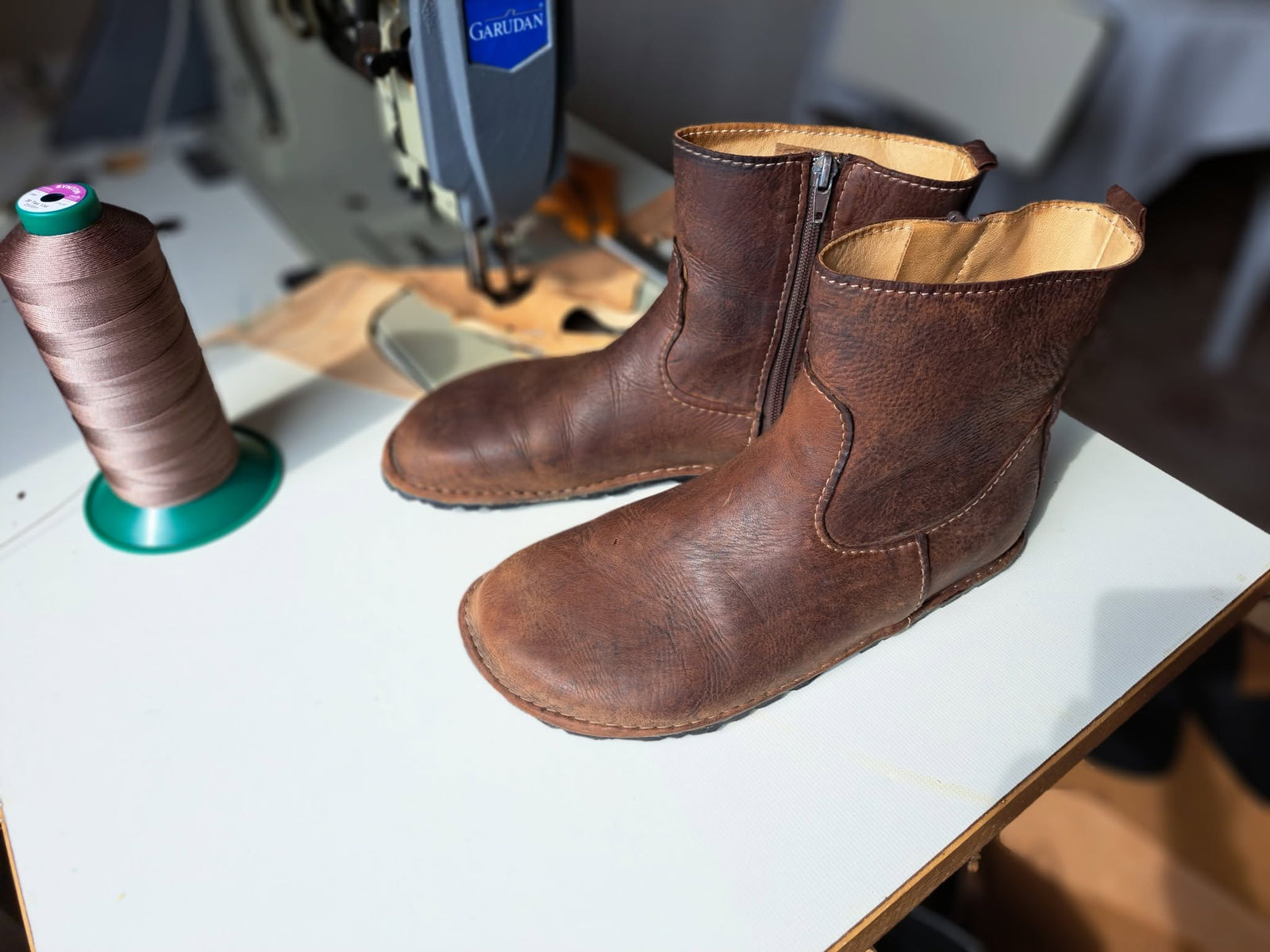 Four-year-old LUKS leather boots showing natural patina